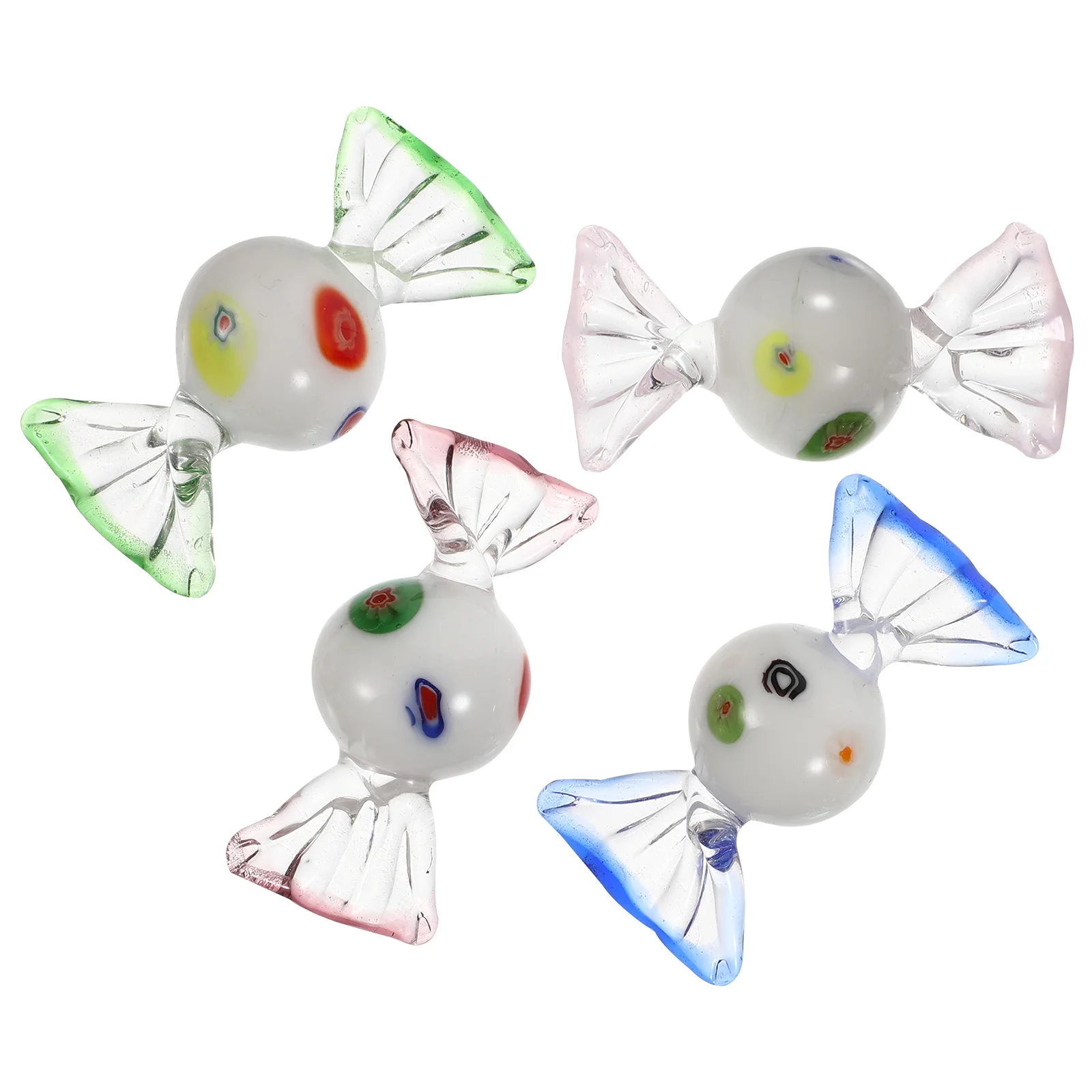 4 szt. Szklane ozdoby cukierkowe, ręcznie robione w stylu Murano, vintage, kolorowe, trwałe, lekkie, unikalne dekoracje do domu, szklane słodycze.