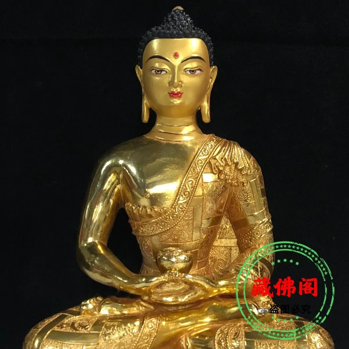 One foot Amitabha Buddha pure copper exquisite craftsmanship, 10 inch Tibetan Buddha statue, Shakyamuni Buddha bronze statue, al