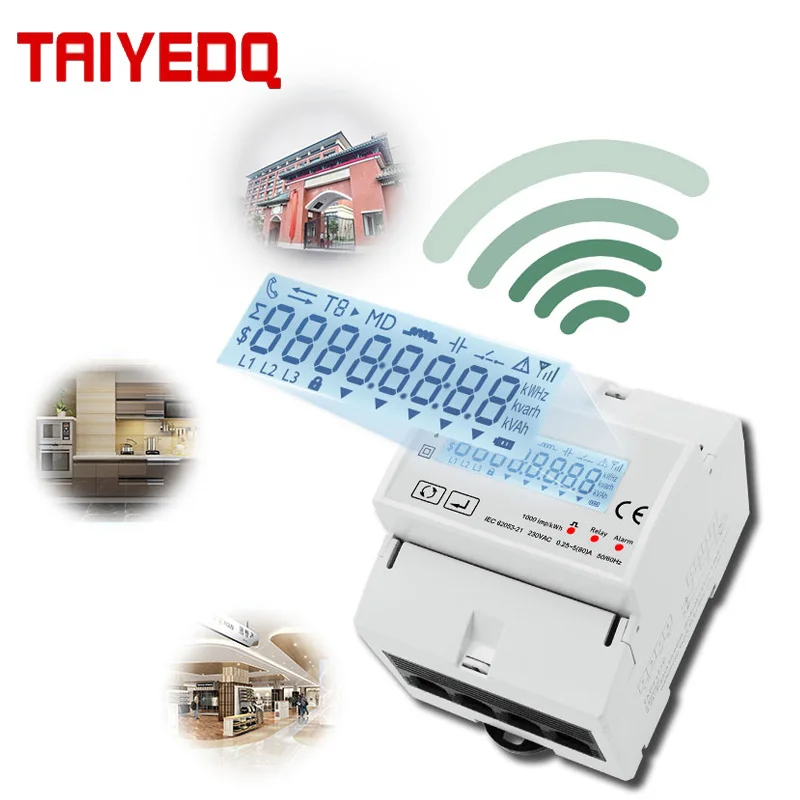 Tuya RS485 Modbus wifi Smart Power Meter Electric ConsumptionMulti-Rate Meter AC Digital Single Phase Energy Meter