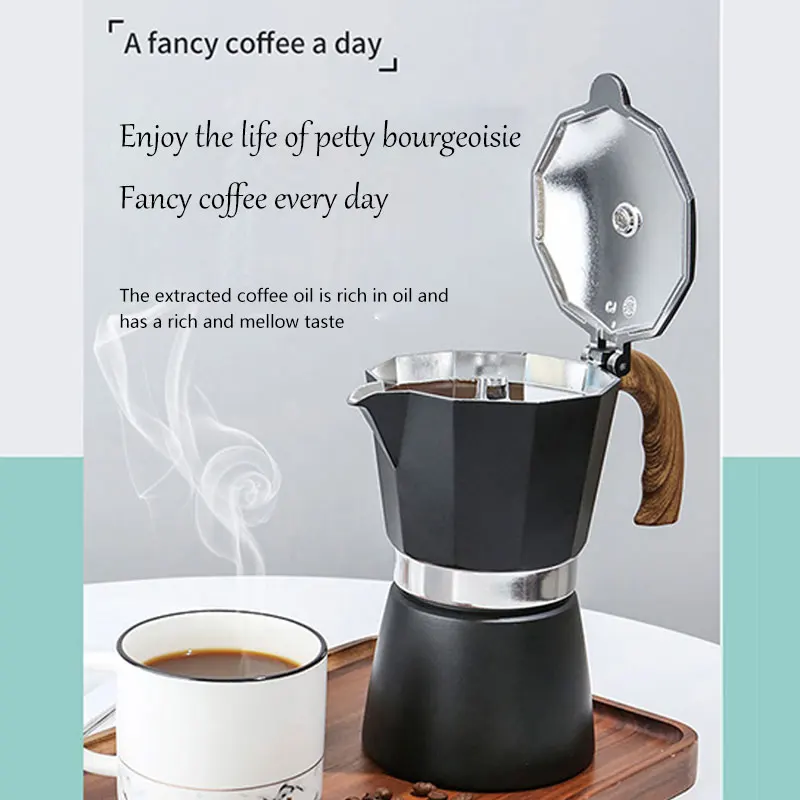 Moka Pot Italian Coffee Machine Espresso Aluminum Geyser Coffee Maker Kettle Latte Stove Classic Coffee Barista Tools 150/300ml