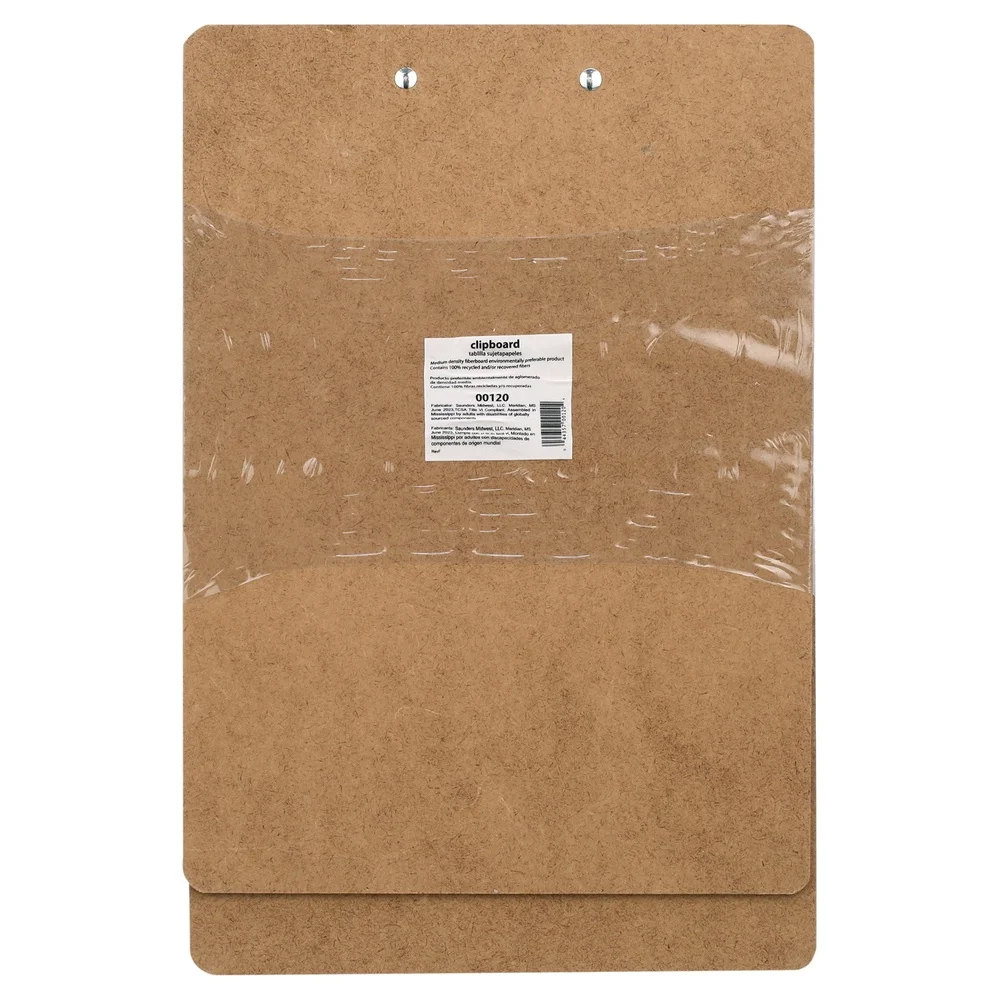 내구성 있는 하드보드 클립보드 레터 사이즈, 낮은 프로파일 클립 내장형 걸이 구멍 2개 팩 사무실 학교용
