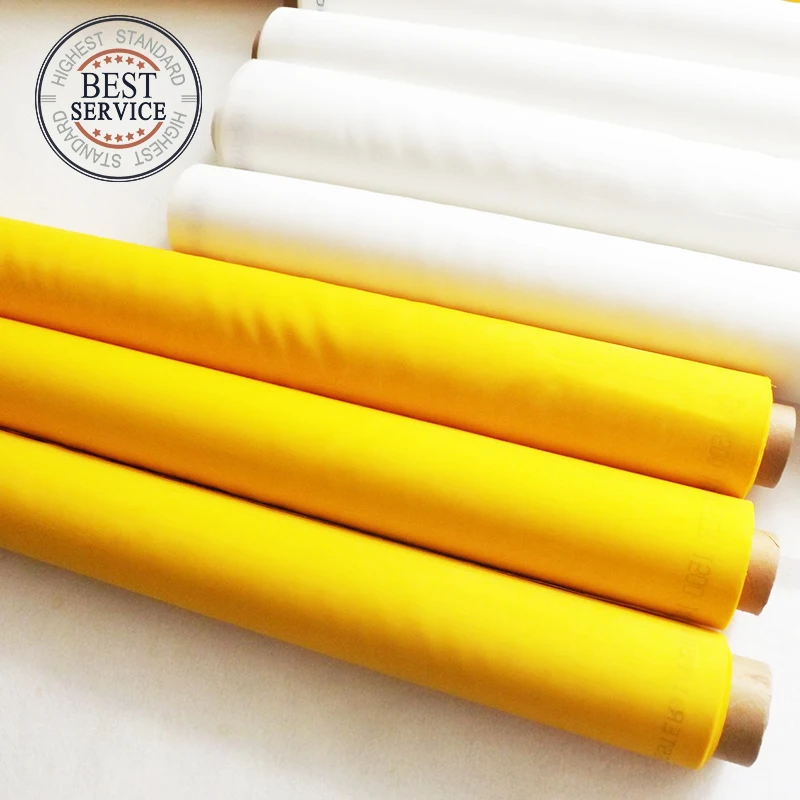 50M 100T 40um Screen Printing Silk Mesh with White Yellow Color High Tension Low Elasicity Polyester Fabric Mesh