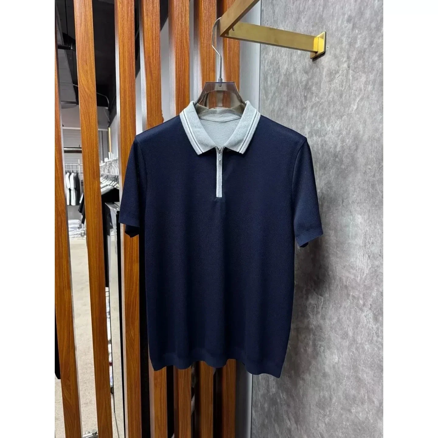 Italian BC old money wind summer embroidery pearl cotton men's lapel polo shirt 26ss