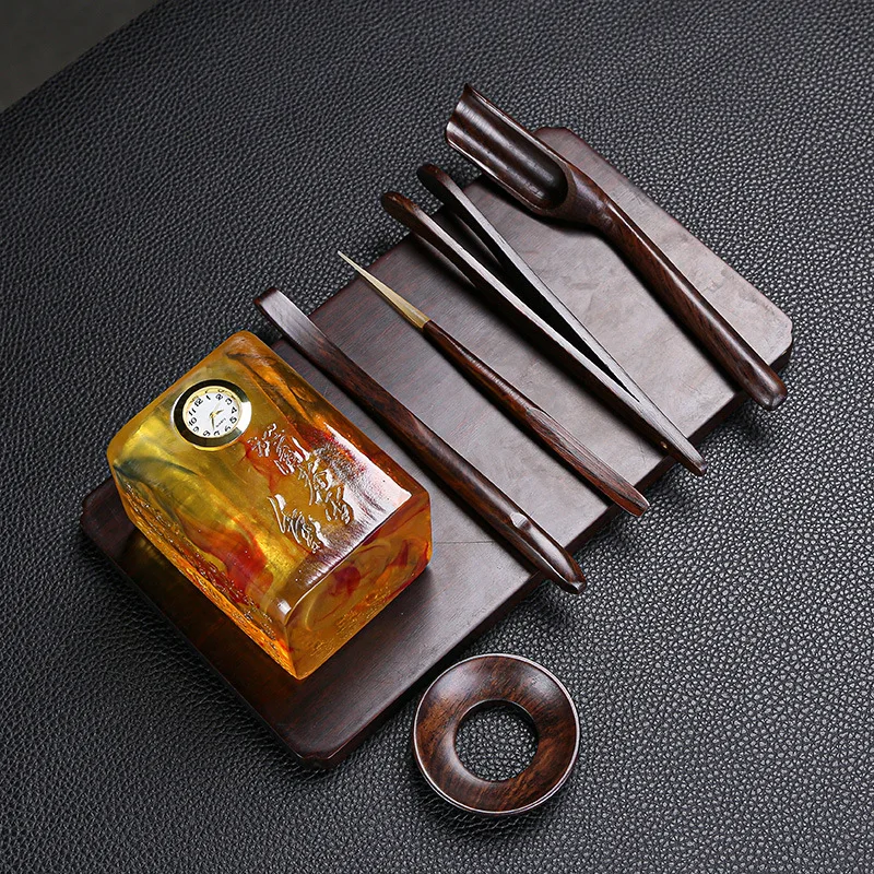 Needle Spoon Tea Clip New Kung Fu Set Accessories Ebony Solid Wood Ceremony Six Gentlemen Making Tool 6 Gentleman Teaware Dining