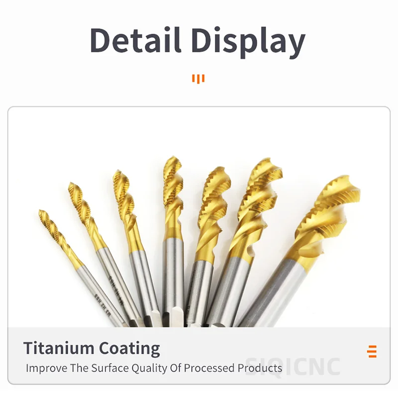 SIQICNC HSS Steel Screw Titanium Coated Spiral Metric M2-M18 Machine Plug HSS6542 Thread Tool Tap Drill Bit