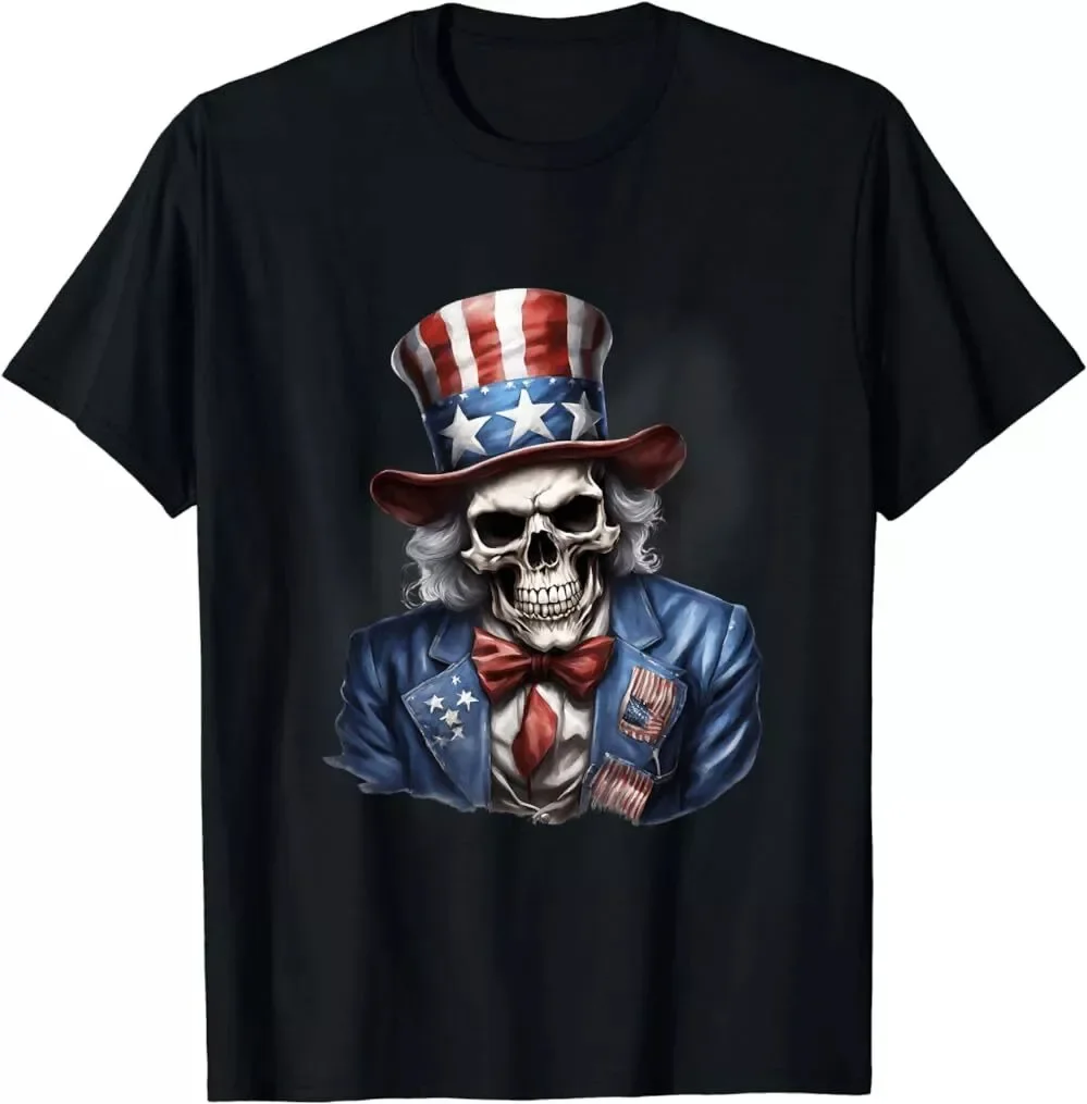 4th Of July American Flag Skull Skeleton Gift Unisex T-Shirt S-5XL