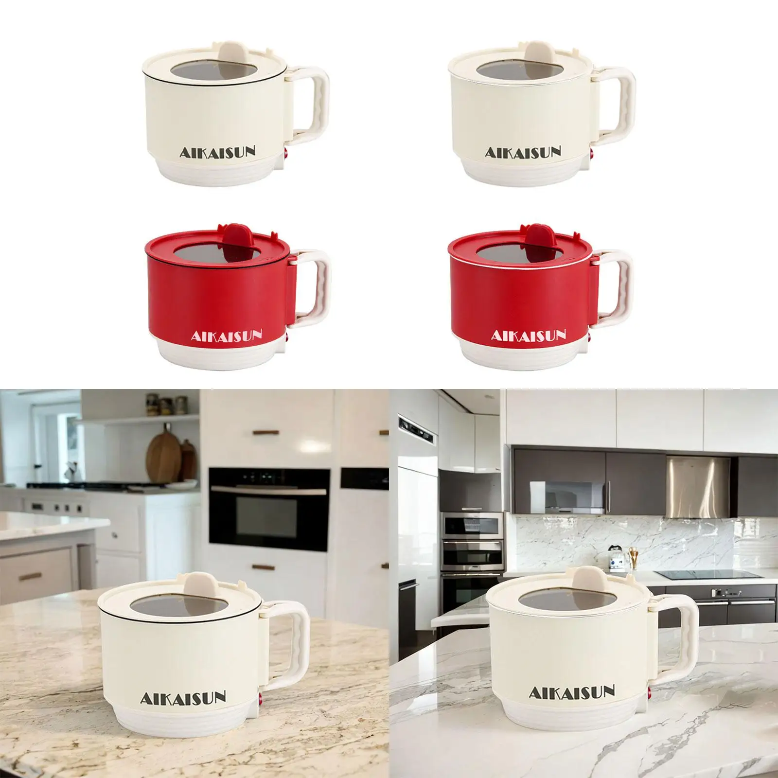 หม้อร้อนไฟฟ้าในครัวเรือน Nonstick แบบพกพาหม้อหุงข้าวไฟฟ้า 1.5L กระทะสําหรับข้าวโอ๊ต Dumpling Ramen ซุปไข่