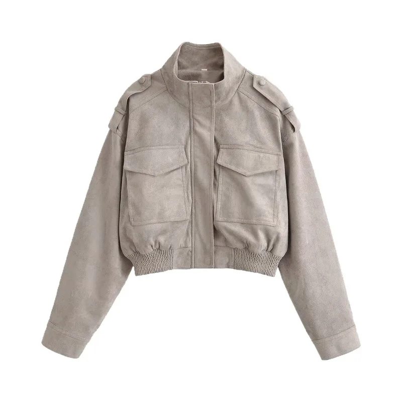 YLT Womens Faux Suede Cropped Jacket 2026 Fall New Fashion Elegant Long Sleeve Coat Trendy Chic Outerwear Classy Everyday Warm