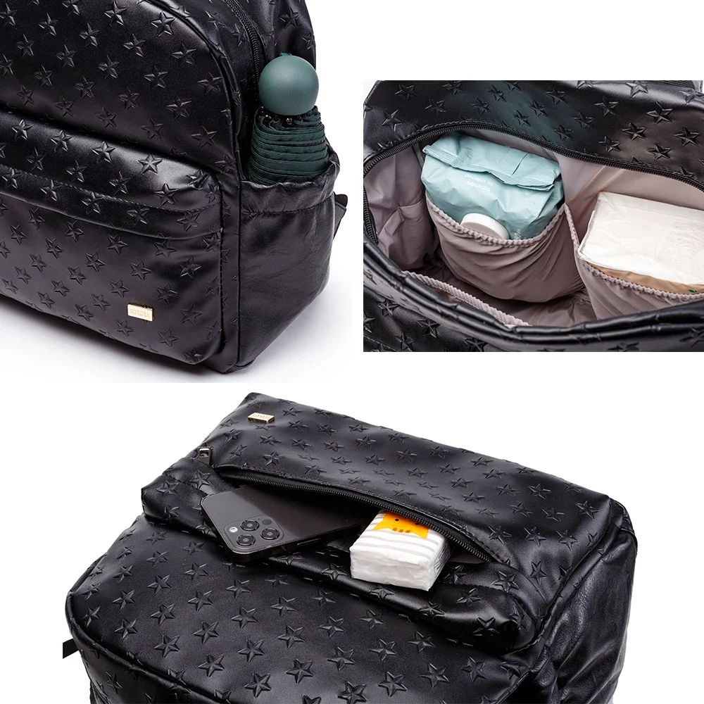 Soboba PU Waterproof Diaper Bag with Star Pattern - Perfect for Moms on the Go