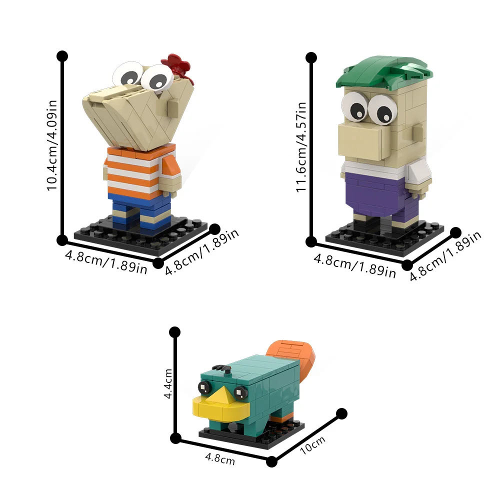 MOC Animation Phineas & Ferb Figure Bricks Model Perry the Platypus Building Blocks Assembly Toys Kids DIY Birthday Gifts