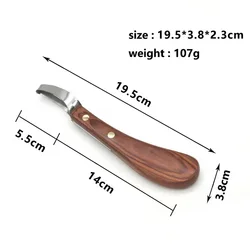 Cuchillo de pezuña de caballo de acero inoxidable duradero con mango de madera cómodo, herramienta veterinaria esencial para recortar y mantener