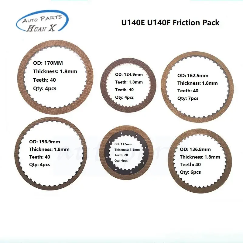 

U140E U140F Automatic Transmission Gearbox Clutch Friction Pack 4 Speed FWD/4WD for Toyota Lexus Camry RAV4 RX300 Highlander