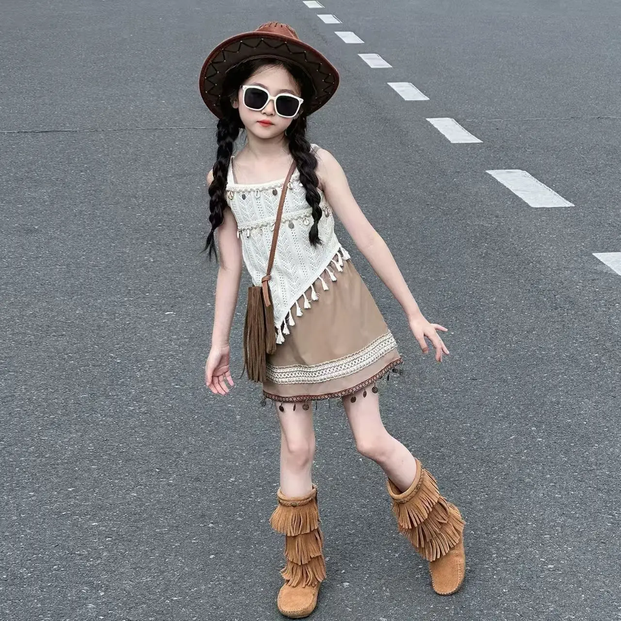 2026 New Summer Kids Two-Piece Set for Girls-Trendy Forest-Style Streetwear for Cute Summer Outfits