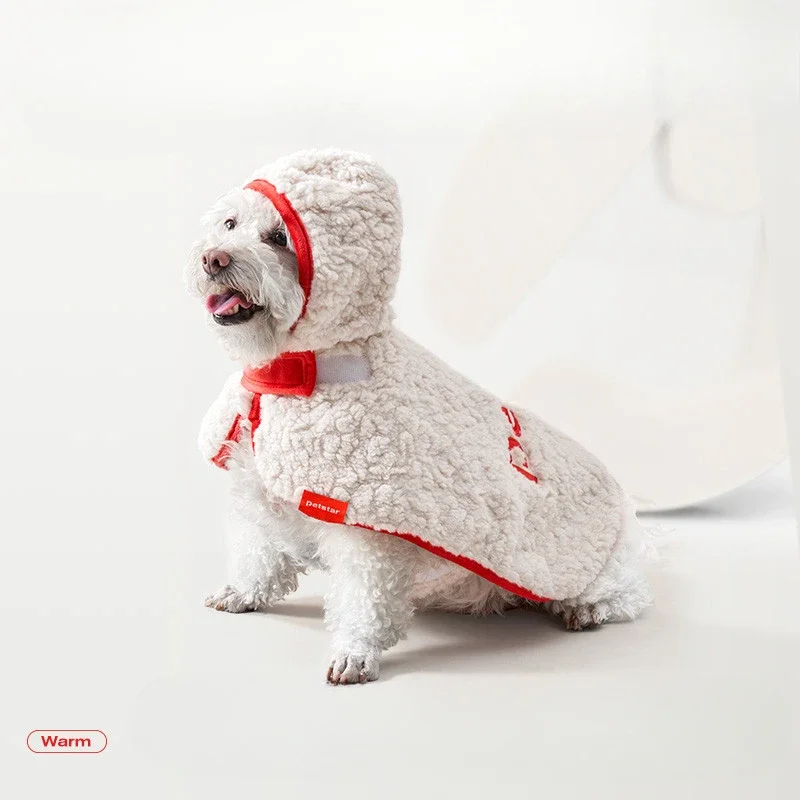 

New Year Christmas Dog Outdoor Cloak To Keep Warm Cat Teddy Bichon Small Dog Hooded Clothes Pet Products