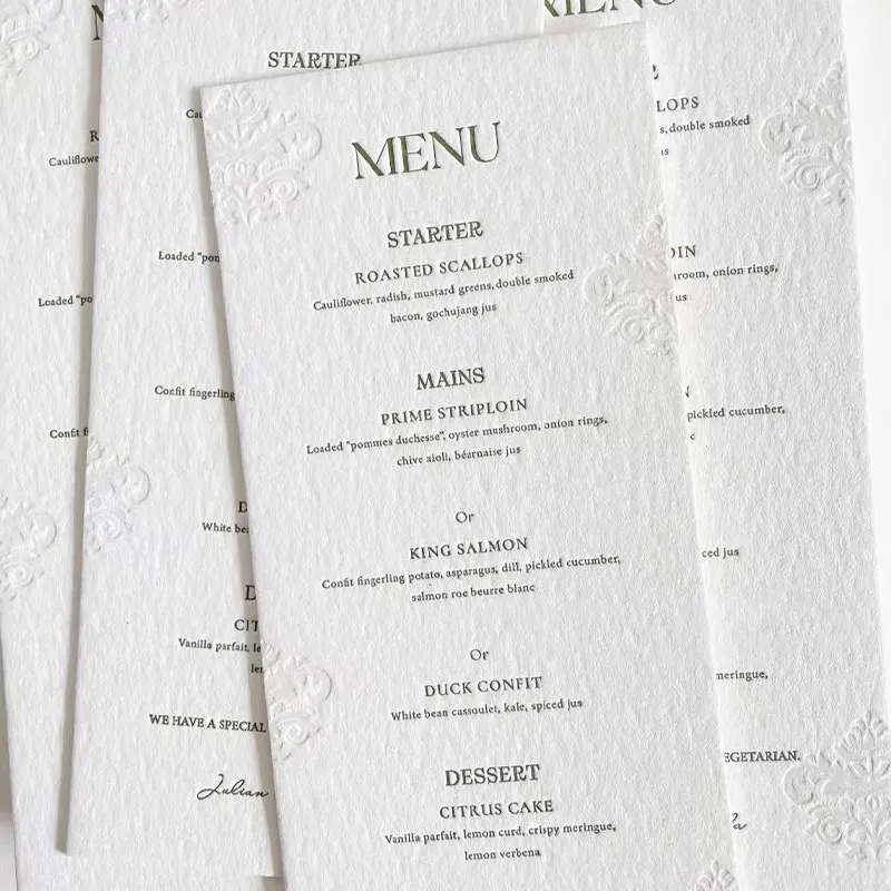 Invitation Cards 3D Logo Texture Paper Wedding Invitation Debossed Embossed 600gsm High-quality Cotton Paper Thank You Card