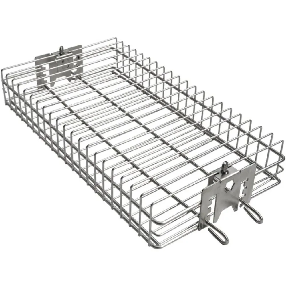 

6042 BBQ Stainless Steel Flat Spit Rotisserie Grill Basket for Any Grill, Fits 1/2" Hexagon, 3/8" Hexagon, 3/8" Square&5/16"