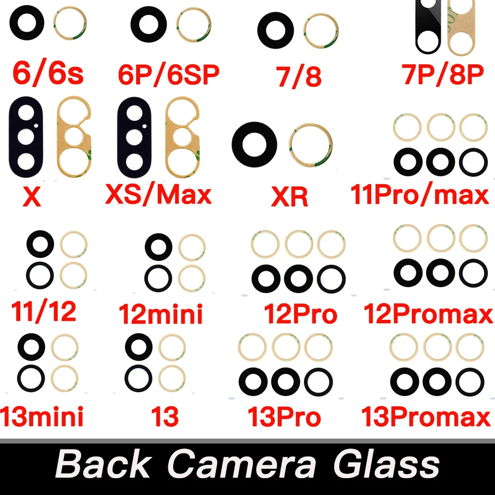 Cubierta de lente de cristal de cámara trasera para iPhone 6 6s 7 8 Plus X XR XS XS Max 11 12 13 Mini Pro Max reemplazo