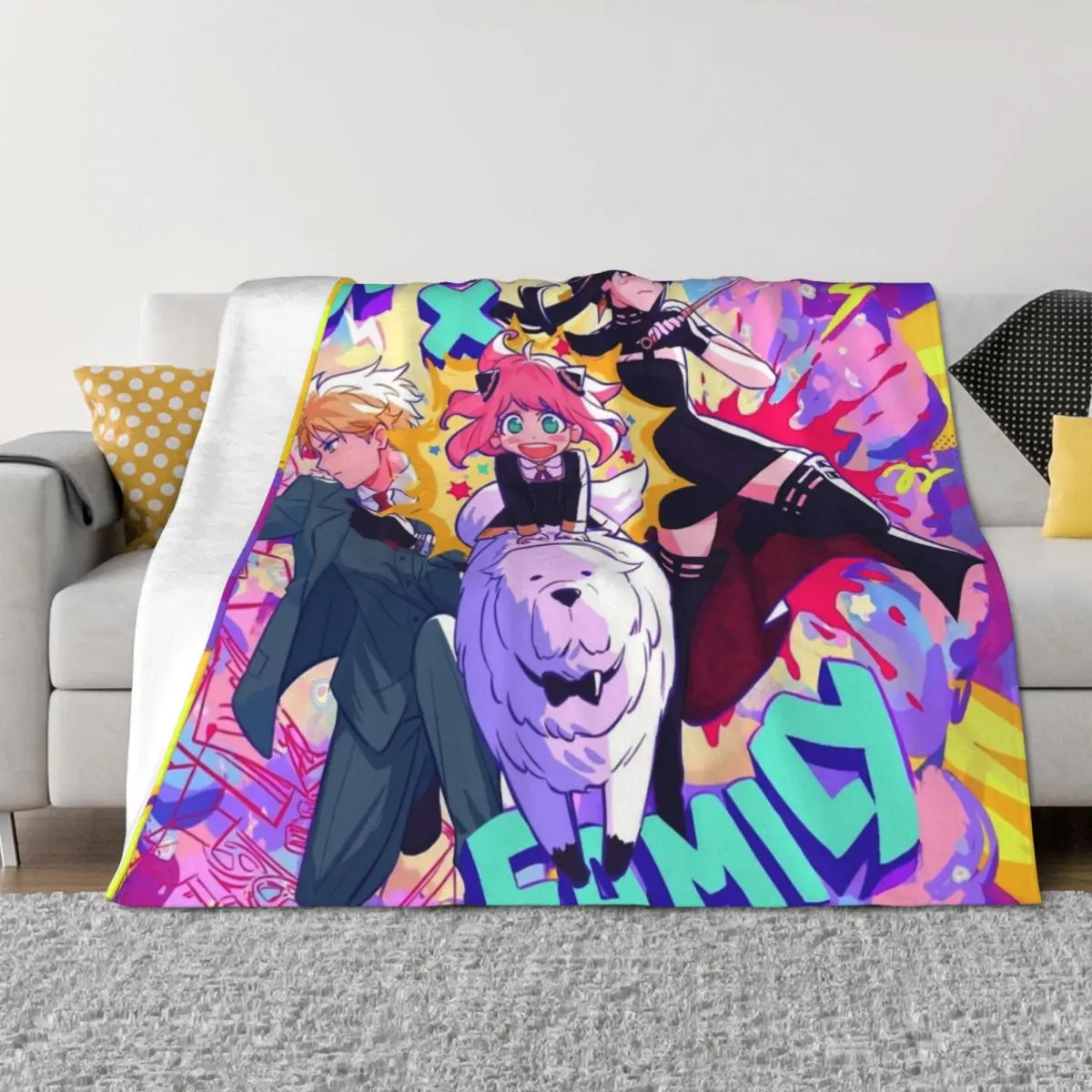 

Spy Family Throw Blanket Furry halloween Decorative Sofas Fashion Sofas Blankets