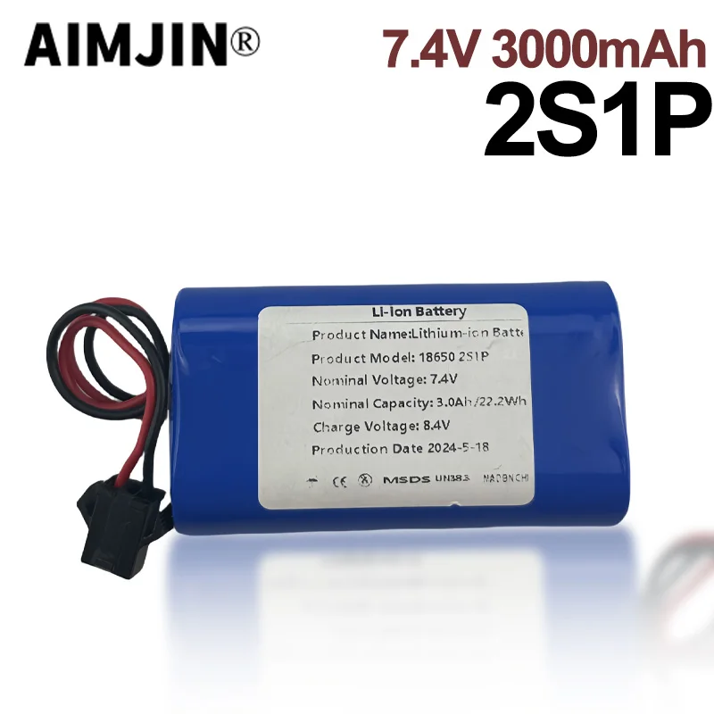 

Bateria de lítio, adequada para projetores, alto-falantes, monitoramento sem fio, 2S1P, 7.4V, 3000mAh, XH2.54-2P