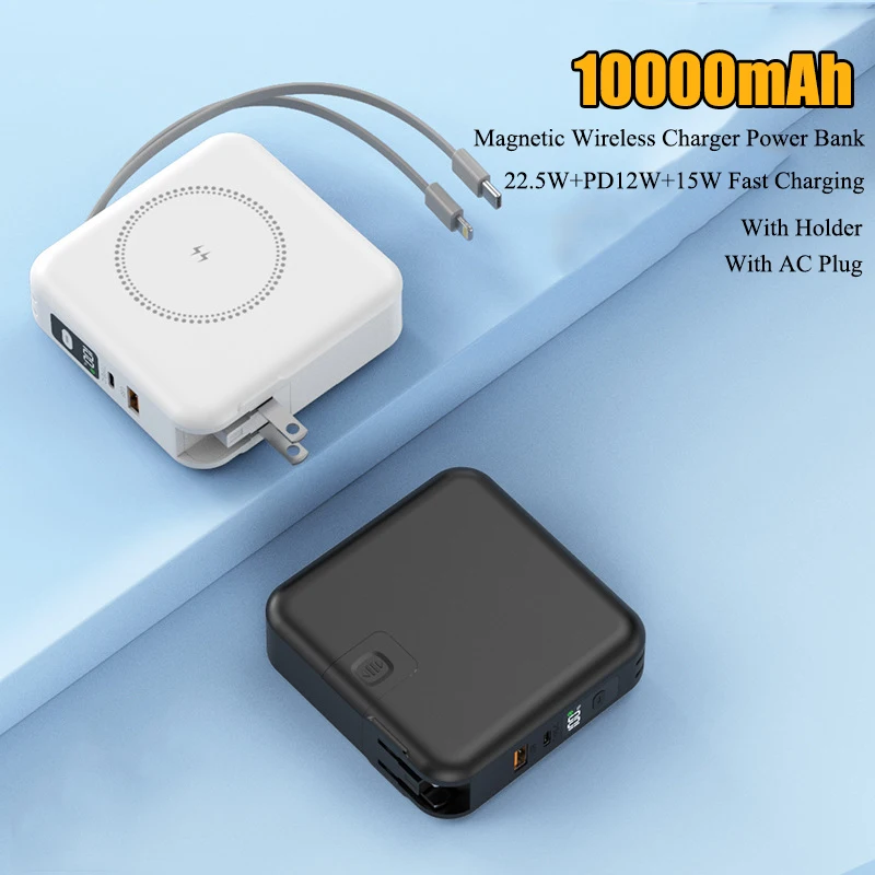 

Magnetic Wireless Charger Power Bank for iPhone 14 Samsung Huawei Xiaomi 22.5W Fast Charging 10000mAh Powerbank with Cable Plug