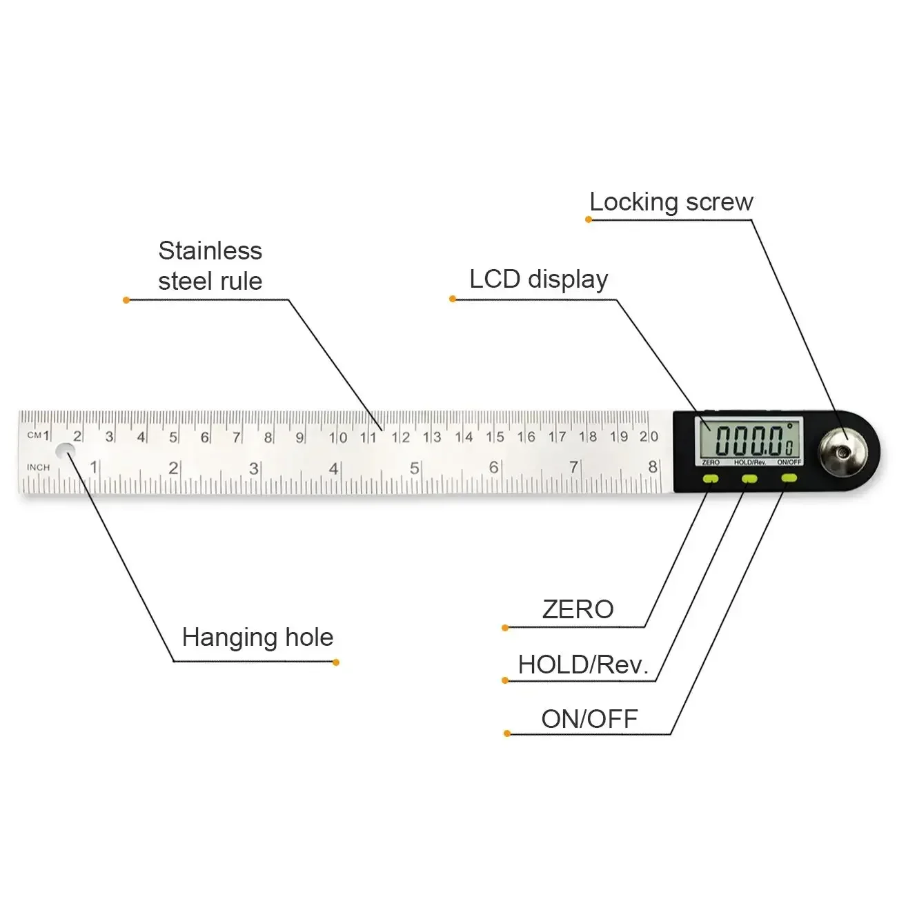 500 mm Electron Goniometer Angle Ruler Digital Level Angle Finder Inclinometer Angle Meter Protractor For Woodworking