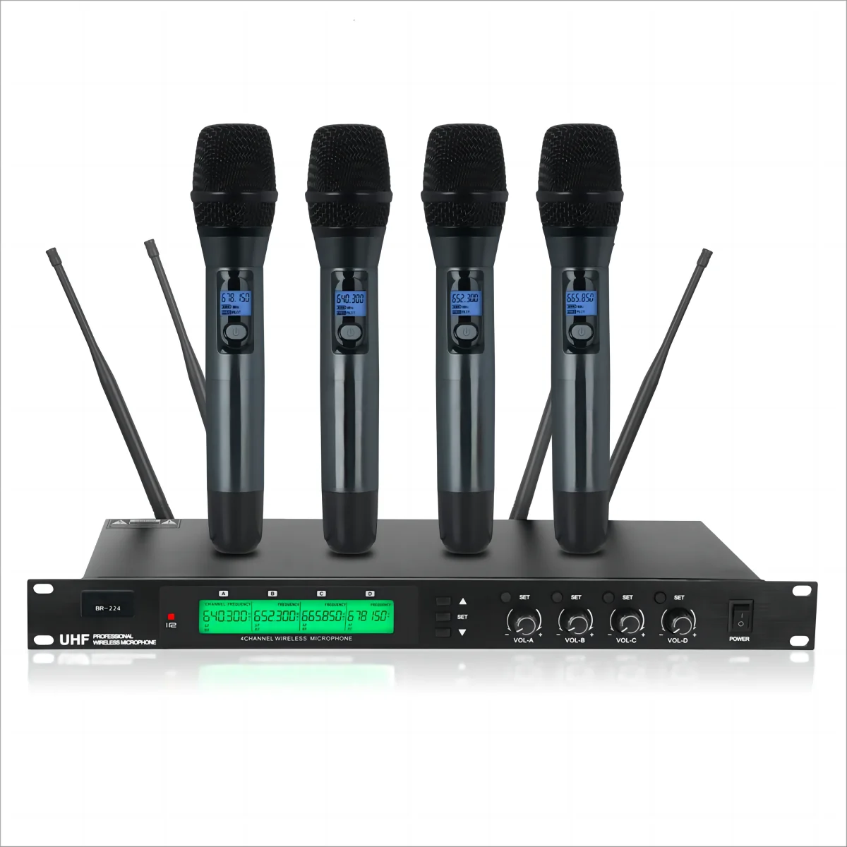 YYHC- Professional  Wireless Microphone with Bluetooth Reverb and Volume Adjustment 4 Pcs Metal Mic