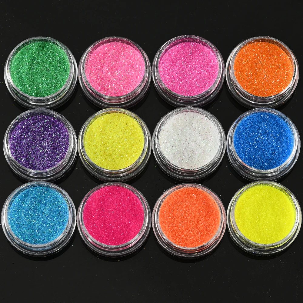 12 stücke neon pigment pulver set bunte helle feine fluor enscence chrom staub chrom shinny maniküre neon pulver & * &