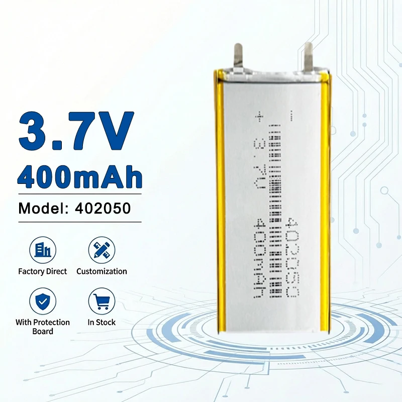 402050 3.7V 400mAh Rechargeable Lithium Polymer Battery with Excellent Safety for Portable Smart Electronics 402060 402248