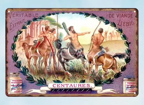 Liebig's Beef Extract Centaures Belgian issue 1904 metal tin sign bar decor