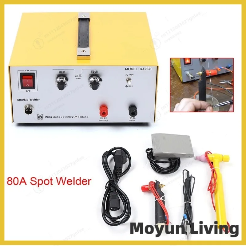 

80A Portable Pulse Spot Welder Handheld Jewelry Welding Machine with Foot Pedal High Precision Gold Silver Ring Repair Tool