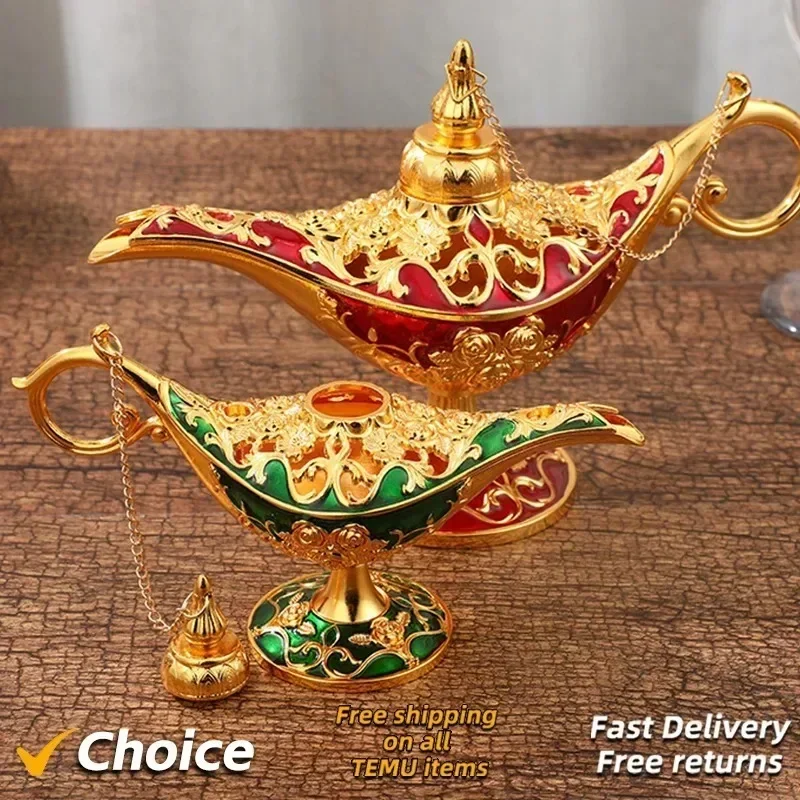 New Exquisite Craft Wish Allah Magic Lamp Light Luxury Gold Pattern Aladdin Magic Lamp Handicraft Decoration Gifts COSPLAY prpo