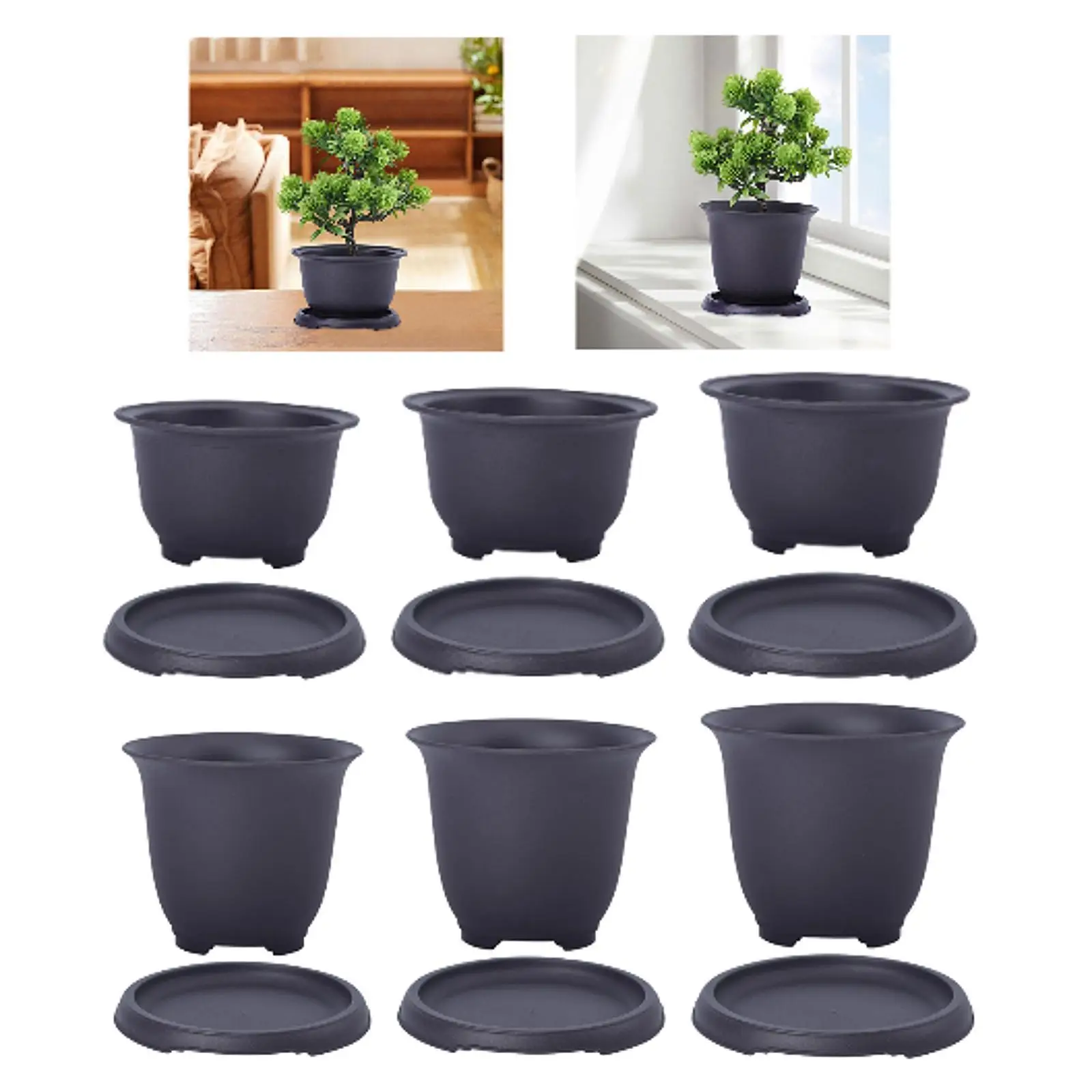 Training Pot with Humidity Tray Tabletop Round Nursery Pot Portable Desk Outside Planter for Courtyard Yard Patio Home Farmhouse