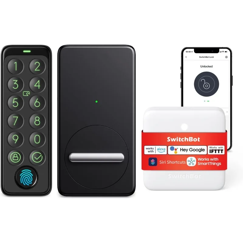 

SwitchBot WiFi Smart Lock with Keypad Touch, Fingerprint Keyless Entry Door Lock, Bluetooth Electronic Deadbolt, Remote Control