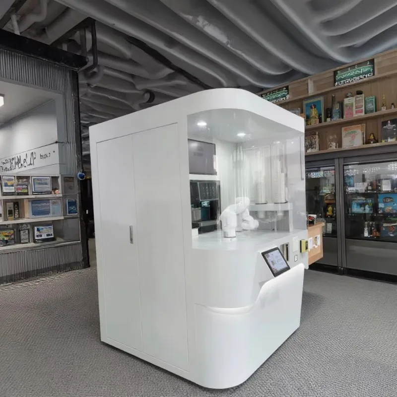 آلة بيع روبوت القهوة Ai ذات المظهر القابل للتخصيص لخدمة القهوة الباردة والساخنة والآيس كريم في طريقة مريحة #3