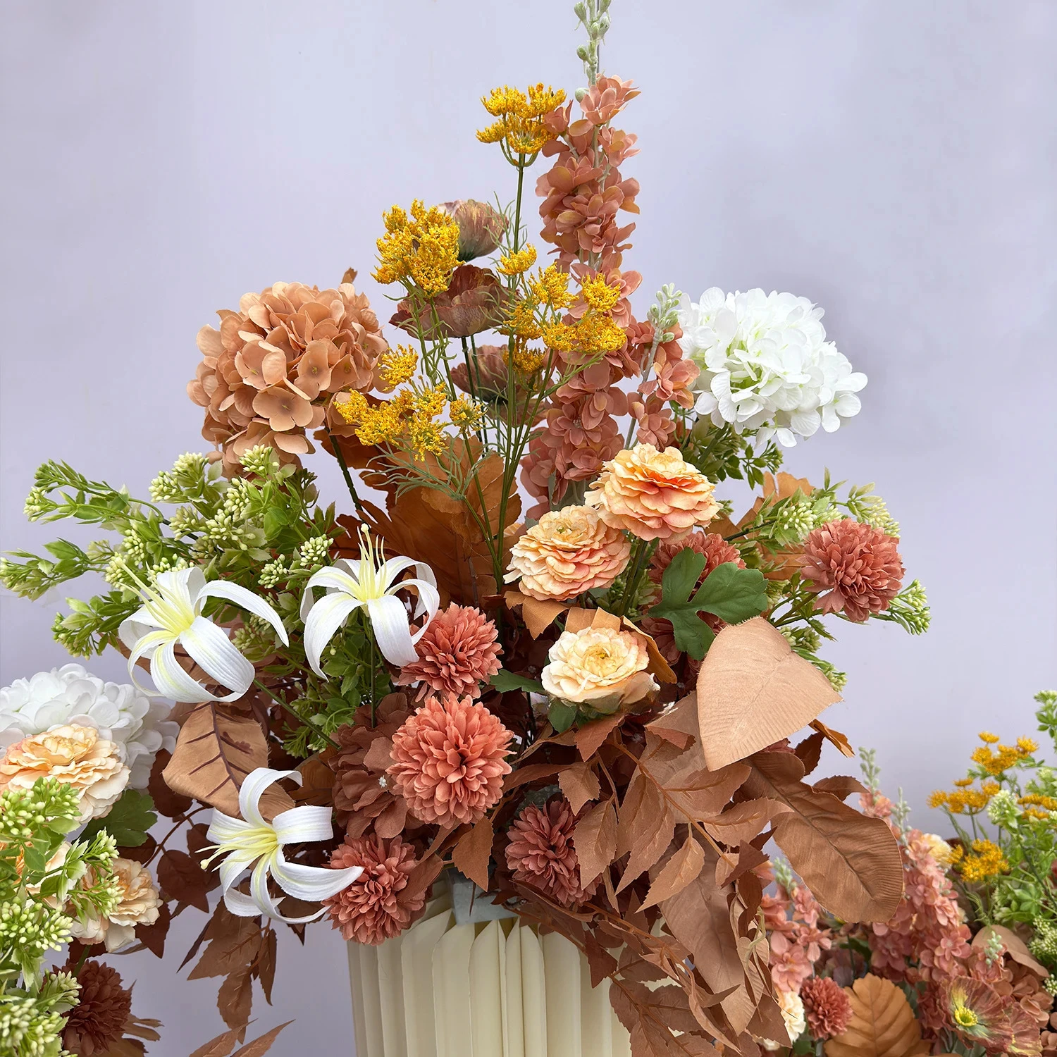 

Autumn Outdoor Wedding Floral Decoration Artificial Flowers Floral Backdrop Arrangement Hang Flower Row Road Lead Flower Ball