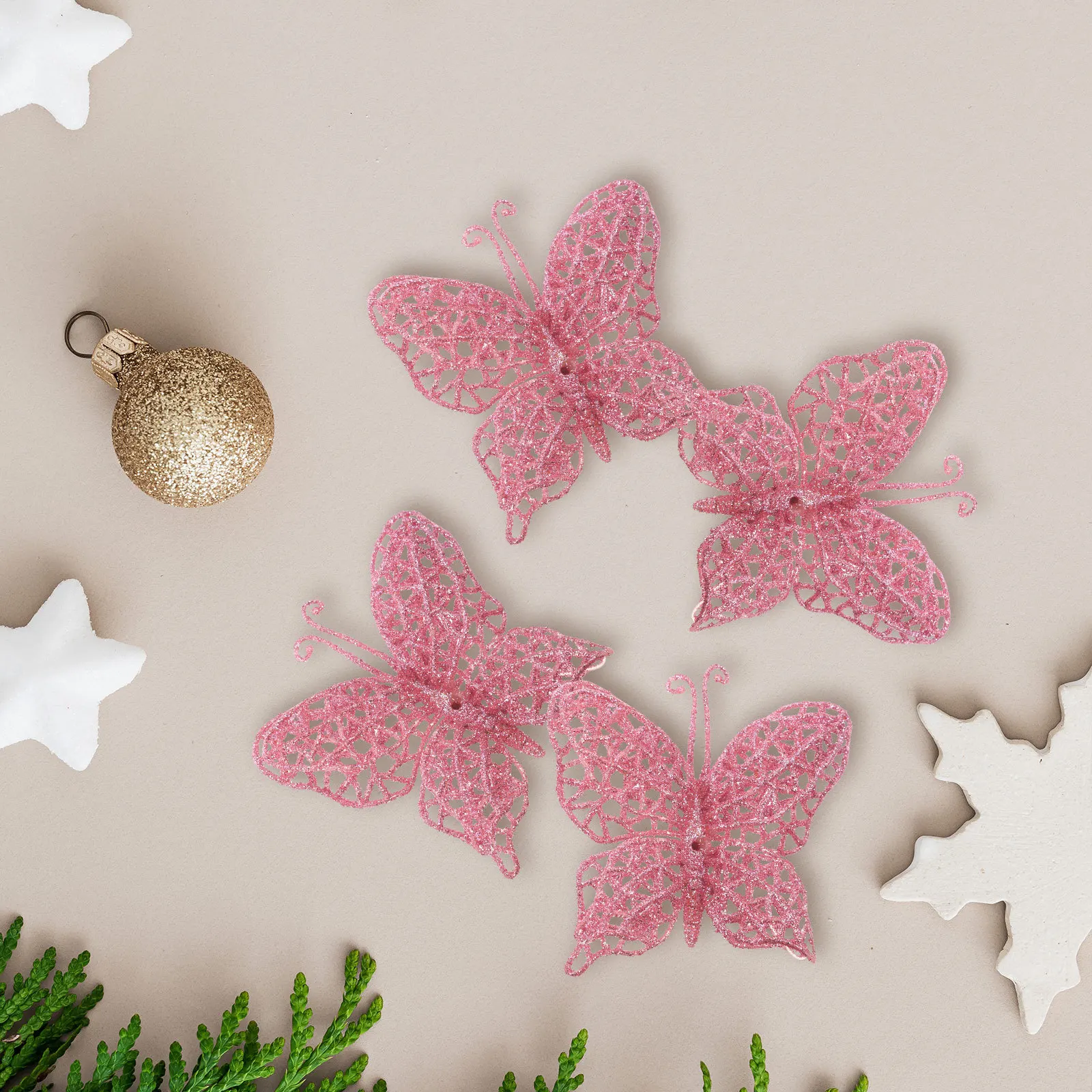 

36Pcs Christmas Glitter Hollow Butterflies Decorative DIY Ornaments Christmas Tree Butterfly Wreath Party Decor