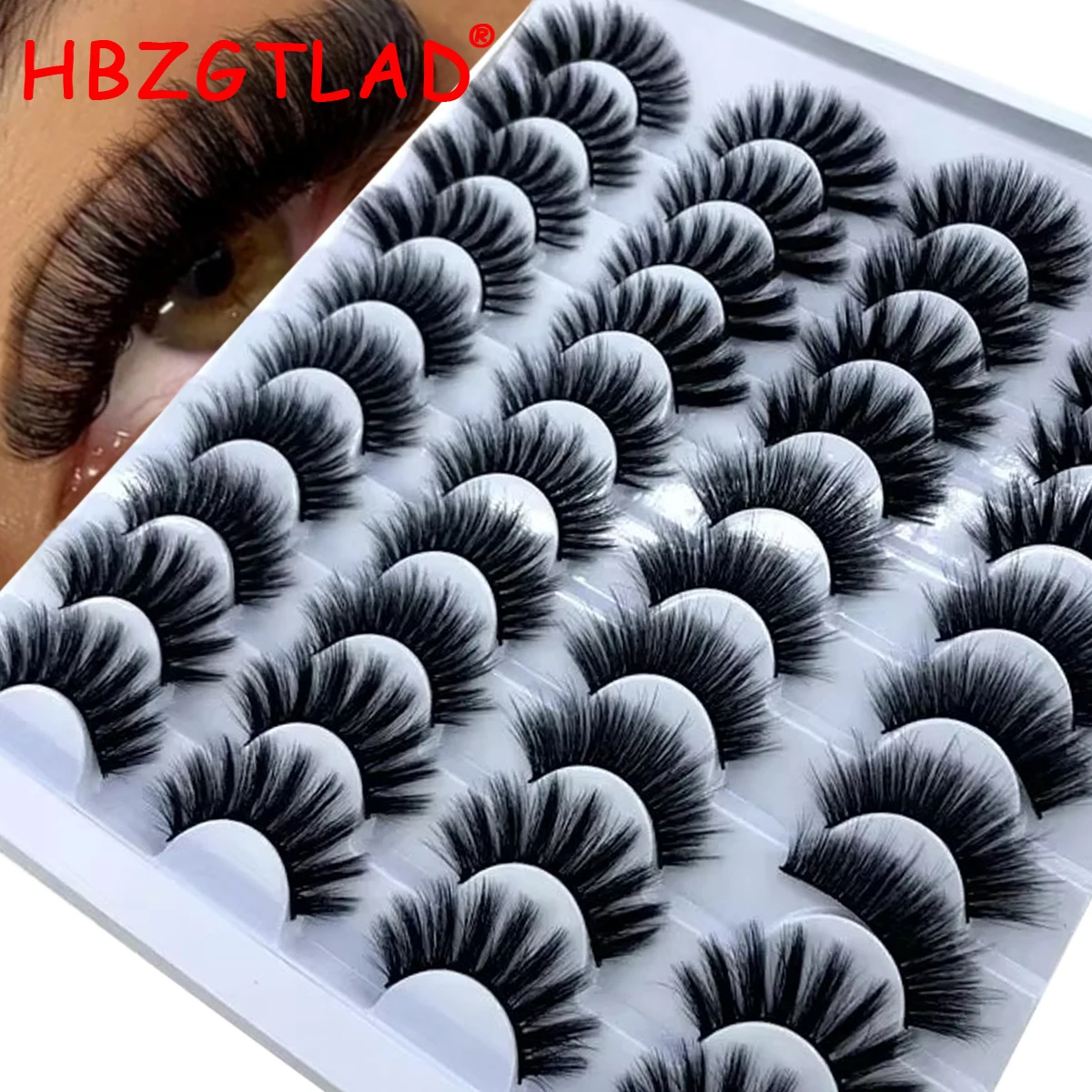 HBZGTLAD 20pairs Mink Lashes 3D Mink Eyelashes 100% Cruelty free Lashes Handmade Reusable Natural Eyelashes Popular False Lashes