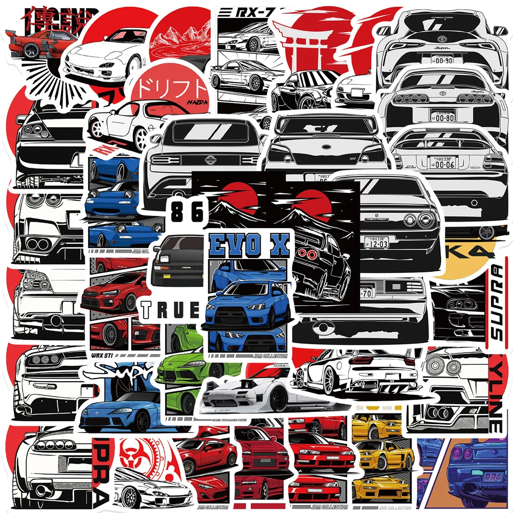 JDM Anime Graffiti Adesivo para Crianças, Decalque Impermeável, Adesivo para Laptop, Motocicleta, Carro, Skate, Presente do Brinquedo, Carro de Corrida, Japão, 10 Pcs, 30 Pcs, 50Pcs