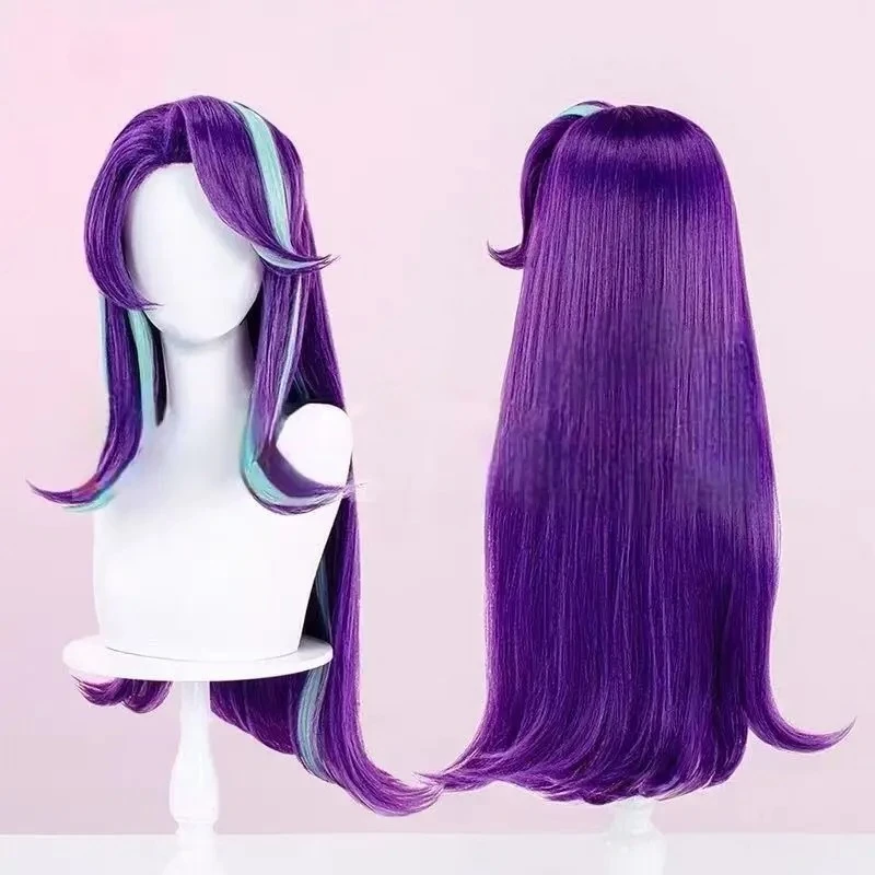 Cartoon Cosplay wigs Starlight Glimmer 70cm Purple Blue Long Hair Heat Resistant Synthetic Hair + WIg cap