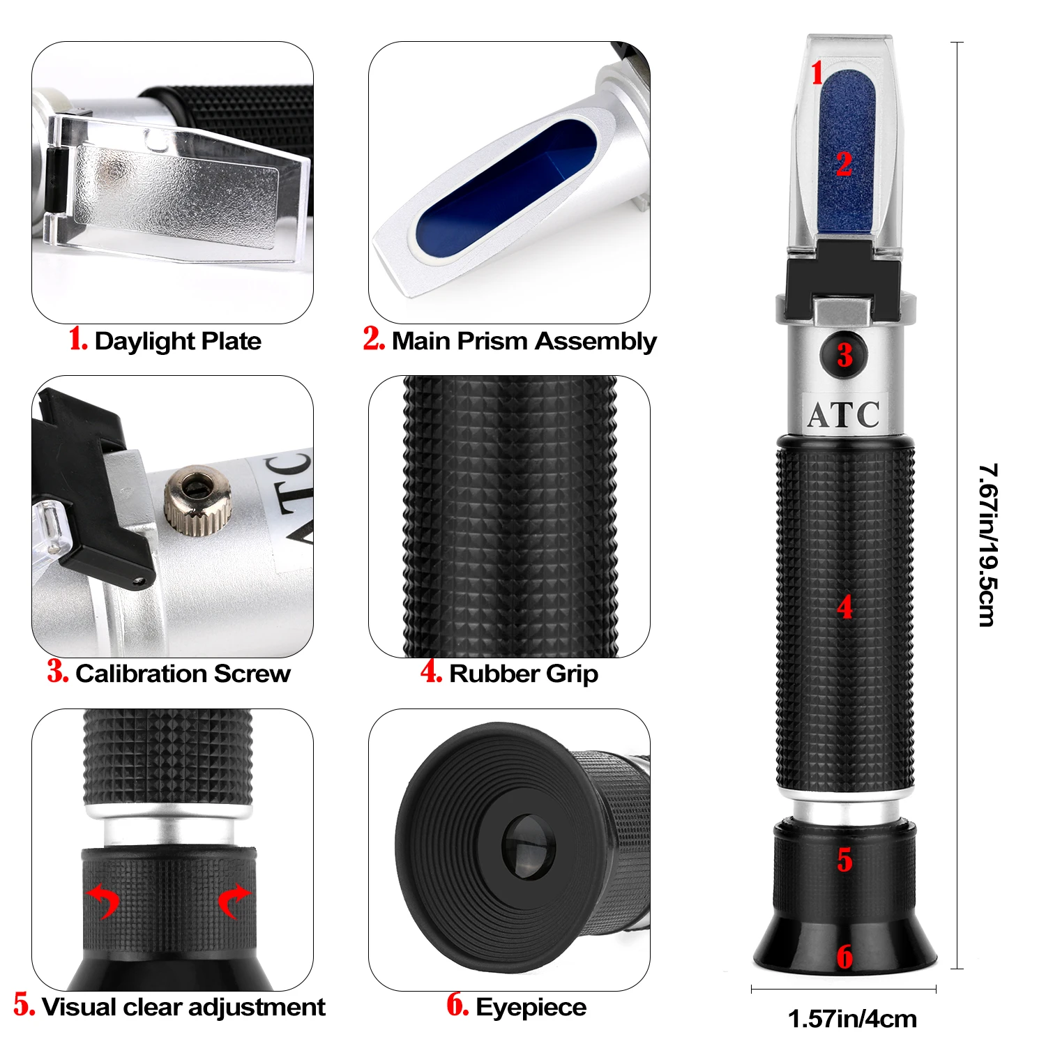 LEERCHUANG Alcohol Refractometer 0~80%V Hydrometer Concentration Spirits Tester Refractometer for Liquor Brewing