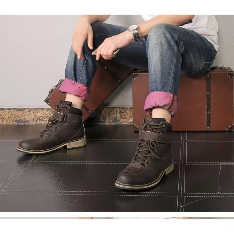 ARCX Motorcycle Ankle Boots Moto Vintage Morocicleta Waterproof Warm Botas Motocross Genuine Leather Outdoors Leisure Chuteiras