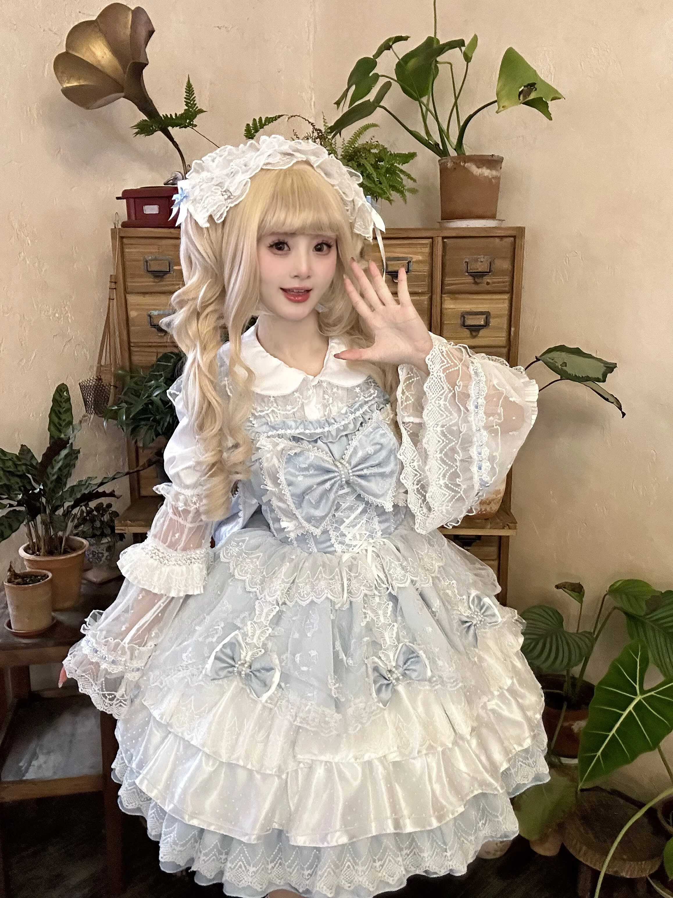 Plus Size 3XL-M Hime Wedding Lolita JSK Dress, Exquisite Lace Floral Princess Gown for Women Kawaii