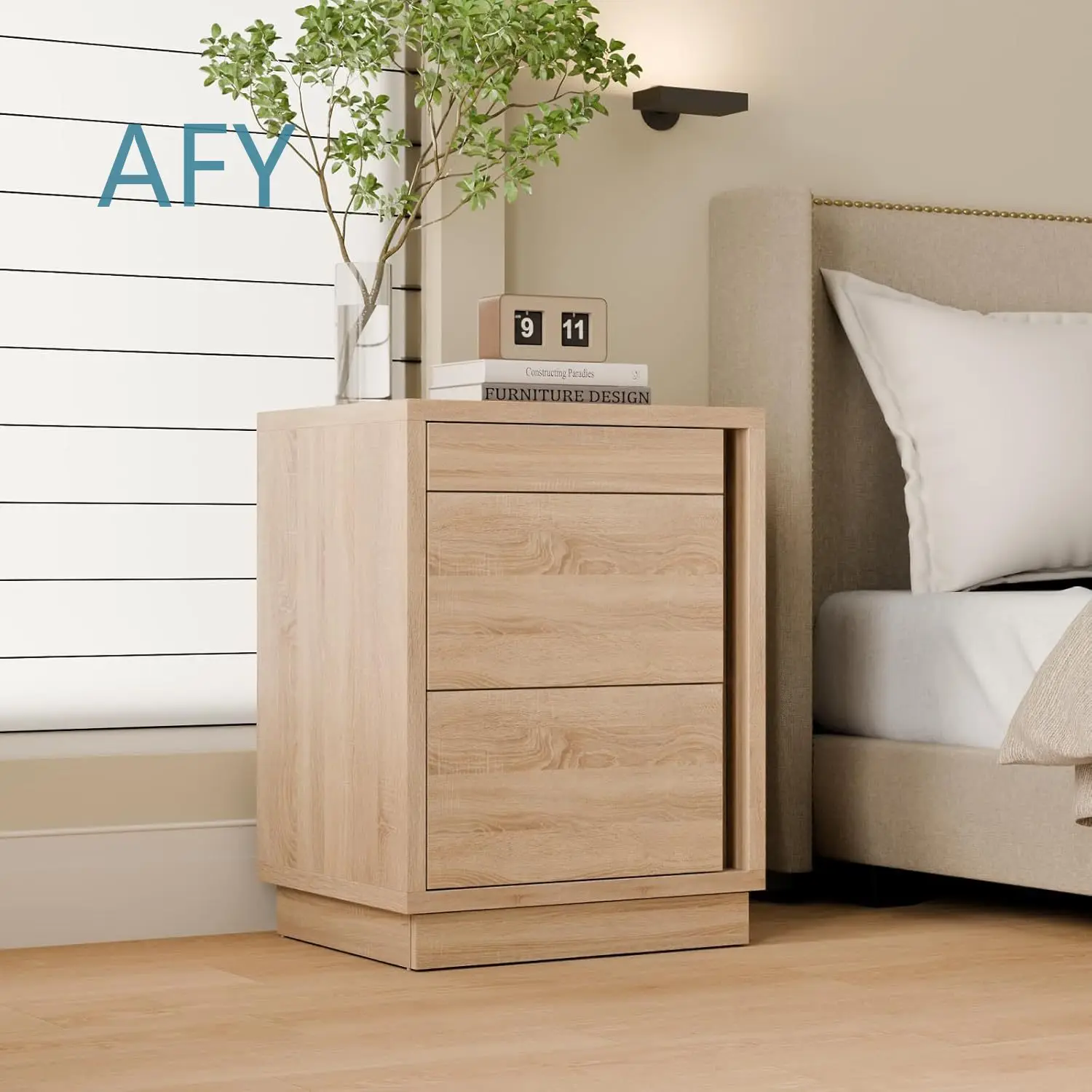 Hot Selling Bedside Table with Hidden Storage NFC Lock and 3 Pop Up Drawers for Home Office Bedroom Living Room Furniture