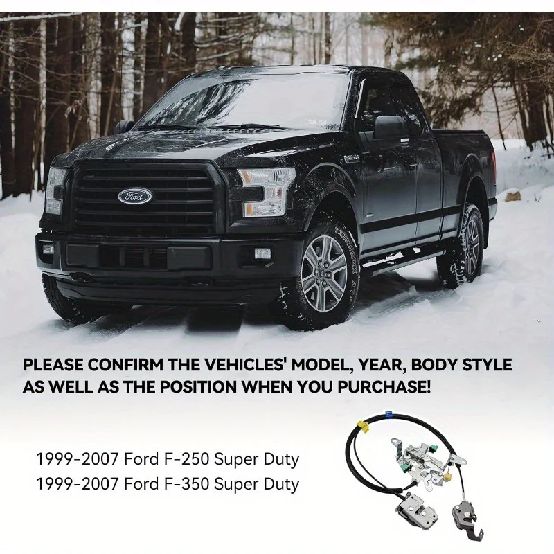 مزلاج الباب الخلفي الأيمن والكابل 6C3Z-28264A00-A لسيارة Ford F-250/F-350 Super Duty 1999-2007 (مزالج علوية/سفلية) #1