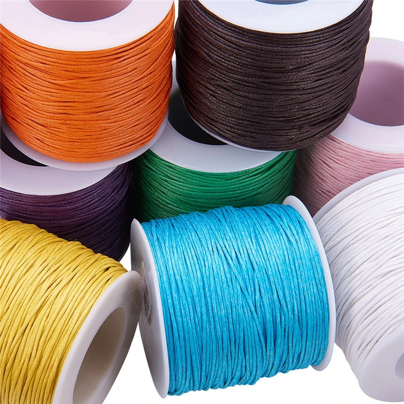 100yards/roll 1mm Waxed Cotton Thread Cords String Strap For DIY Braided Bracelet Necklaces Jewelry Findings Making