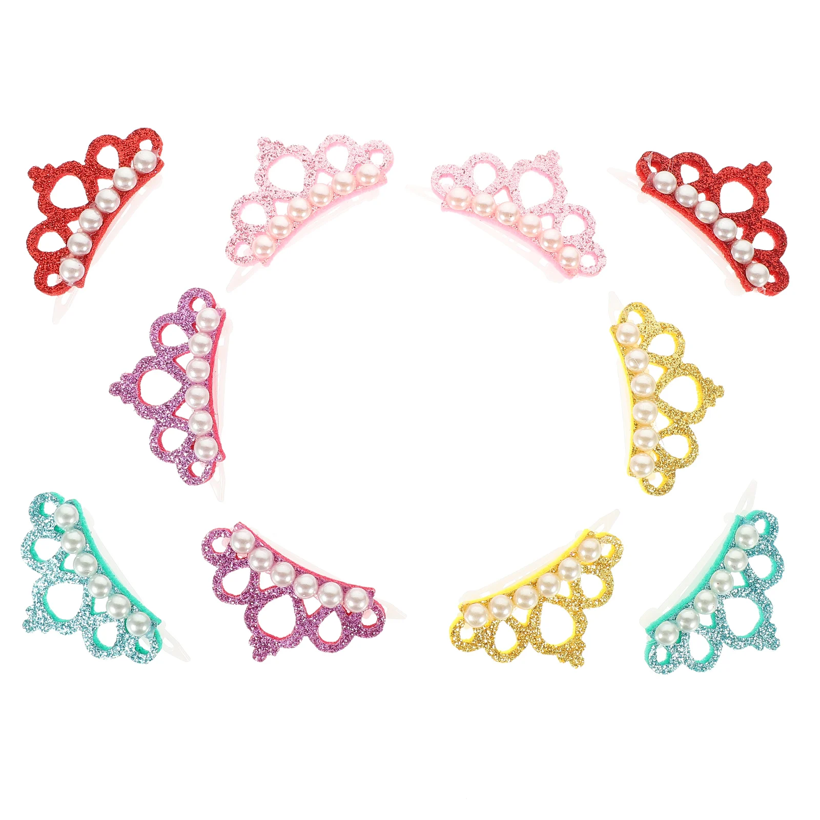 

10 Pcs Hair Clips Crown Shape Accessories for Dogs Pet Hairpins Pearl Yorkie Headwear Supplies Random Colors