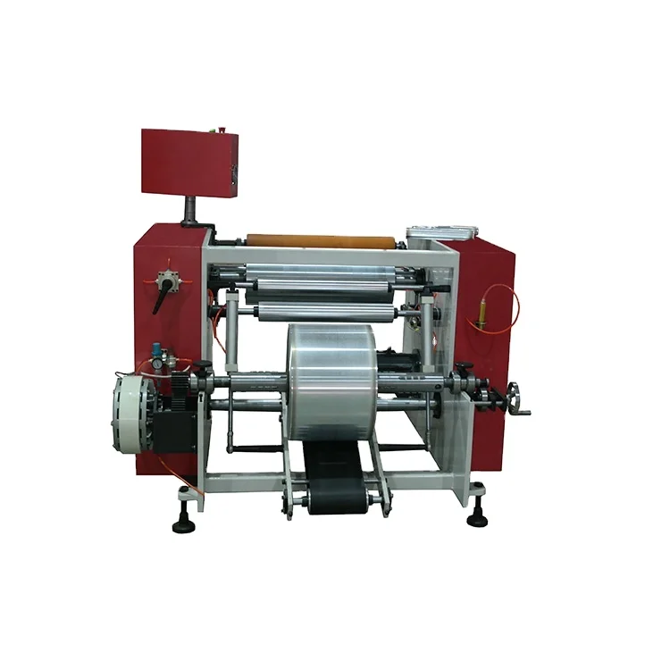 Semi automatic aluminium foil roll and stretch film product roll rewinder