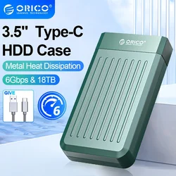 ORICO HDD 케이스, 하드 드라이브 인클로저, USB C 타입 SATA, 6Gbps, SSD HDD 외장 하드 드라이브 디스크 케이스, UASP 18TB 지원, 3.5 인치