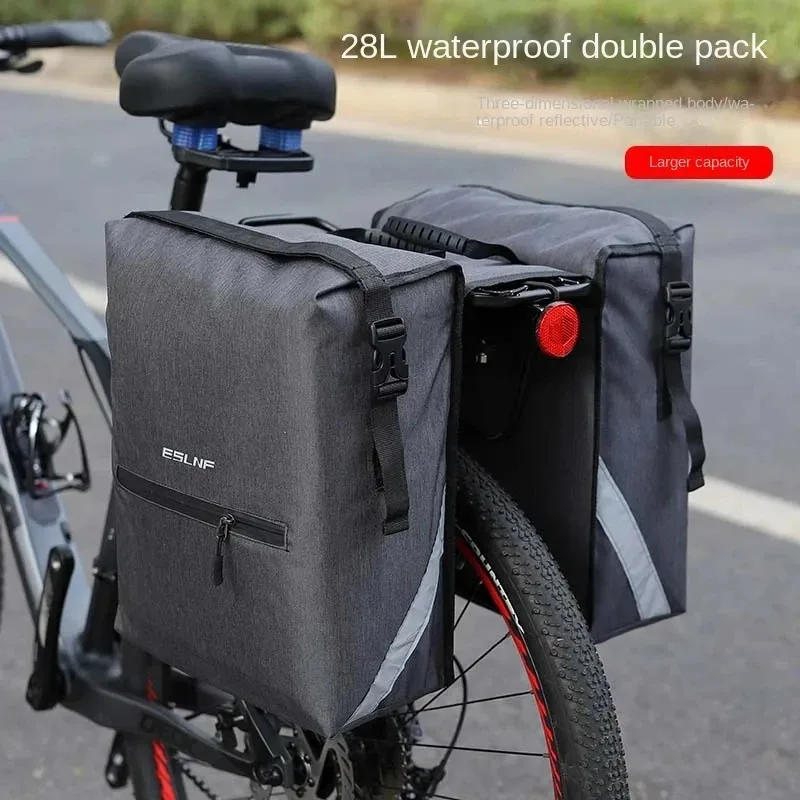 ESLNF Bicycle Rear Seat Bag 25L Large Capacity waterproof Outdoor Luggage Bags Cycling MTB Road Bike Trunk Double Pannier Bag