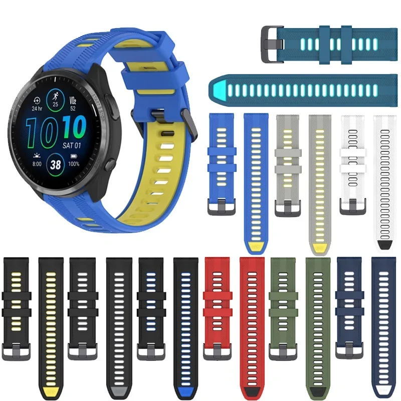 

Двухцветный спортивный силиконовый ремешок для Garmin Forerunner 965 955 Solar 945 935 745, 22 мм, сменный ремешок для часов, браслет